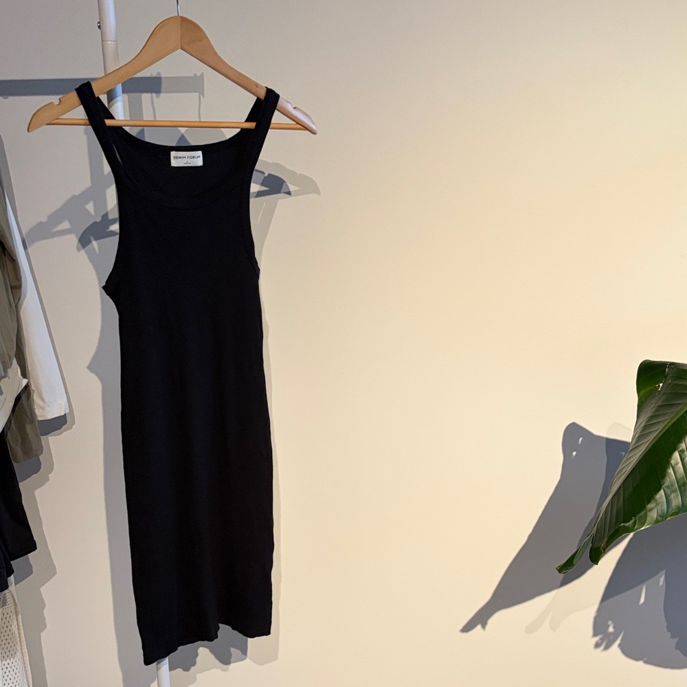 Denim Forum Black Sleeveless Tank Midi Dress